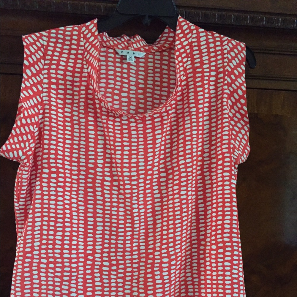 White and coral blouse